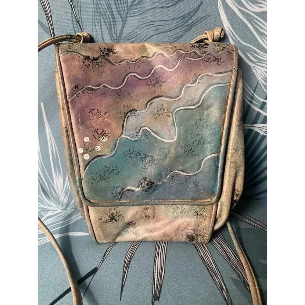 Fancy Nancy Hand Painted Vintage Leather Shoulder Bag Purse MCM 80’s - Picture 2 of 10